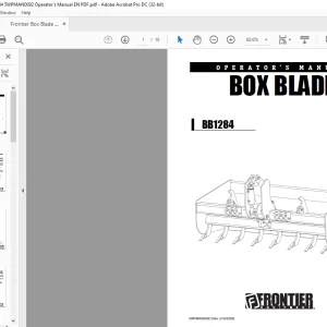 Frontier Box Blade BB1284 Operator's Manual(5WPMAN0092) -  PDF DOWNLOAD