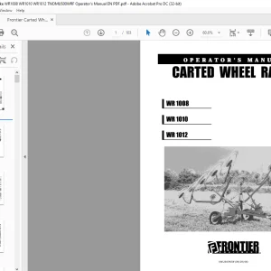Frontier Carted Wheel Rake WR1008 WR1010 WR1012 Operator's Manual- PDF DOWNLOAD