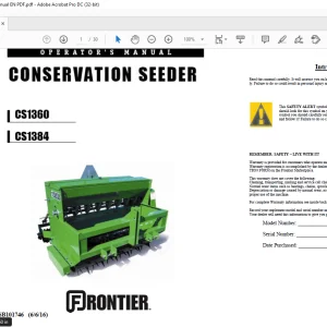 Frontier Conservation Seeder CS1360 CS1384 Operator's Manual(5SB101746) - PDF DOWNLOAD