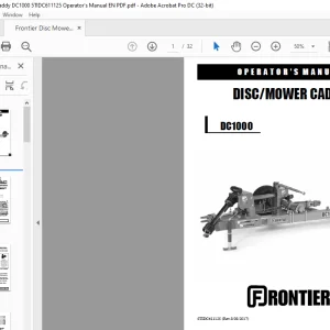 Frontier Disc Mower Caddy DC1000 Operator's Manual(5TIDC611125) - PDF DOWNLOAD