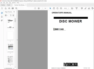 Frontier Disc Mower DM1140 Operator's Manual(KN9N002A) - PDF DOWNLOAD