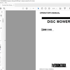Frontier Disc Mower DM1140 Operator's Manual(KN9N002A) - PDF DOWNLOAD