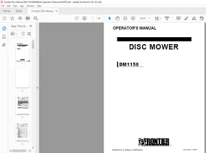 Frontier Disc Mower DM1150 Operator's Manual(KN9N003A) -  PDF DOWNLOAD