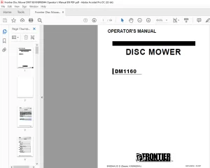 Frontier Disc Mower DM1160 Operator's Manual(KN9N004A) - PDF DOWNLOAD