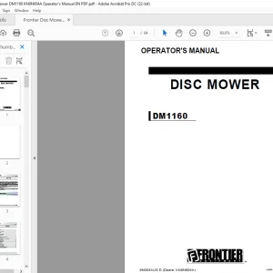 Frontier Disc Mower DM1160 Operator's Manual(KN9N004A) - PDF DOWNLOAD