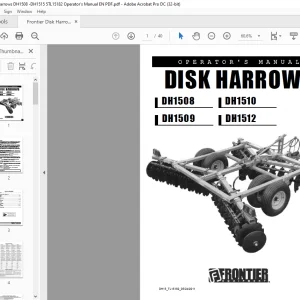 Frontier Disk Harrows DH1508 DH1509 DH1510 DH1512 Operator's Manual - PDF DOWNLOAD