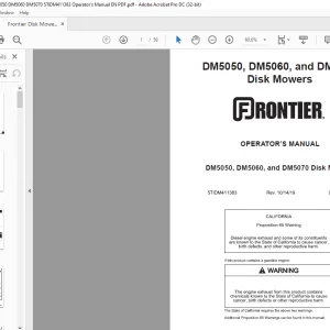 Frontier Disk Mower DM5050 DM5060 DM5070 Operator's Manual(5TIDM411383) - PDF DOWNLOAD