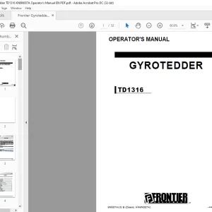 Frontier GYROTEDDER TD1316 OPERATOR'S MANUAL(KN9N007A) - PDF DOWNLOAD