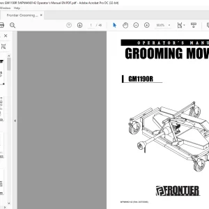Frontier Grooming Mowers GM1190R Operator's Manual(WPMAN0142) - PDF DOWNLOAD