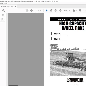 Frontier High Capacity Wheel Rake WR2316 WR2318  Operator's Manual PDF