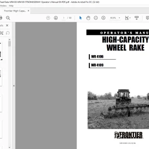 Frontier High Capacity Wheel Rake WR4106 WR4109 Operator's Manual(5TNOMUS00W41) - PDF DOWNLOAD