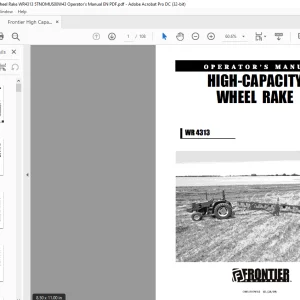 Frontier High Capacity Wheel Rake WR4313 Operator's Manual (5TNOMUS00W43) -  PDF DOWNLOAD