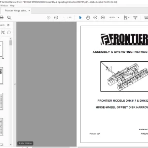 Frontier Hinge Wheel Off Set Disk Harrow DH4317 DH4320 Assembly & Operating Instruction Manual(5RPMAN296AO) - PDF DOWNLOAD