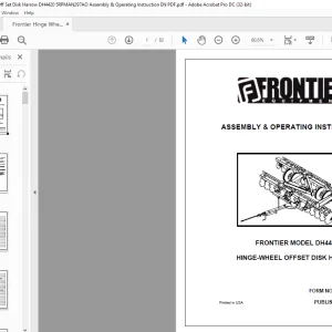 Frontier Hinge Wheel Off Set Disk Harrow DH4420  Assembly & Operating Instruction Manual(5RPMAN297AO) - PDF DOWNLOAD