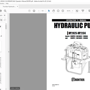 Frontier Hydraulic Pump HP2025 2134  Operator's Manual(5RDHP2134A1) - PDF DOWNLOAD