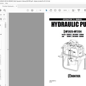 Frontier Hydraulic Pump HP2025 HP2134  Operator's Manual (5RDHP2134A2) - PDF DOWNLOAD