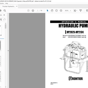 Frontier Hydraulic Pump HP2025 HP2134 Operator's Manual(5RDHP2134A3) - PDF DOWNLOAD
