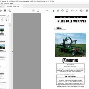 Frontier Inline Bale Wrapper LW1166 Operator's Manual(5TB109100337) - PDF DOWNLOAD