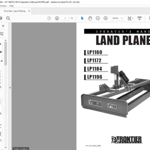 Frontier Land Planes LP1160 LP1172 LP1184 LP1196 Operator's Manual - PDF DOWNLOAD