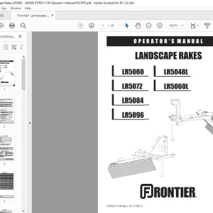 Frontier Landscape Rakes LR5060 LR5072 LR5084 LR5096 LR5048l LR5060l Operator's Manual (5TITE511190) -  PDF DOWNLOAD