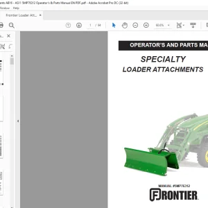Frontier Loader Attachments AB16 AB17 AE11 AF11 AF12 AF10 AF11 AS10 AS11 Operator's & Parts Manual(AS115MP76312) -  PDF DOWNLOAD