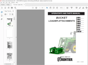 Frontier Loader Attachments AD11 AD12 AM11 AR10 AR12 AY11 AY12 AV20F Operator's & Parts Manual(5MP76314)  - PDF DOWNLOAD