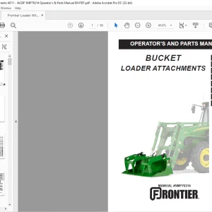 Frontier Loader Attachments AD11 AD12 AM11 AR10 AR12 AY11 AY12 AV20F Operator's & Parts Manual(5MP76314)  - PDF DOWNLOAD