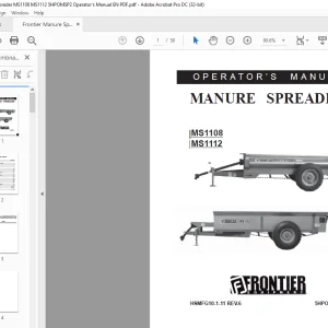 Frontier Manure Spreader MS1108 MS112 Operator's Manual(5HPOMSP2) - PDF DOWNLOAD