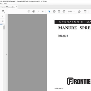 Frontier Manure Spreader NS2334 Operator's Manual(5HPMSSD34) - PDF DOWNLOAD
