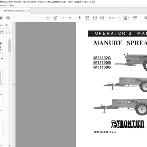Frontier Manure Spreader MS1102G MS1105G MS1108G Operator's Manual(5HPOMSP1) - PDF DOWNLOAD