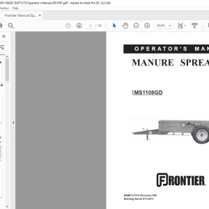 Frontier Manure Spreder MS1108GD Operator's Manual(5HP73176) - PDF DOWNLOAD