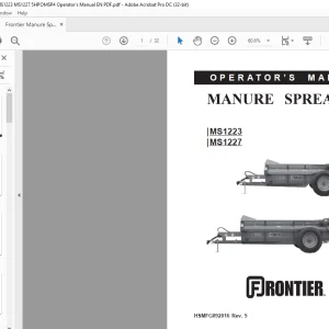 Frontier Manure Spreder MS1223 MS1227 Operator's Manual(HPOMSP4) - PDF DOWNLOAD