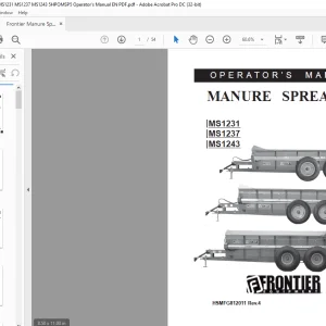 Frontier Manure Spreader MS1231 MS1237 MS1243 Operator's Manual(5HPOMSP5) - PDF DOWNLOAD