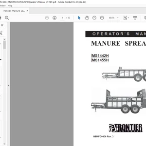 Frontier Manure Spreder MS1442H MS1455H Operator's Manual(5HPOMSP8) - PDF DOWNLOAD
