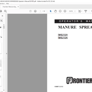 Frontier Manure Spreder MS2320 MS2326 Operator's Manual(5HPMSSD2026) - PDF DOWNLOAD