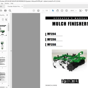 Frontier Mulch Finishers MF1204 MF1206 MF1208 Operator's Manual(PM50062254) - PDF DOWNLOAD