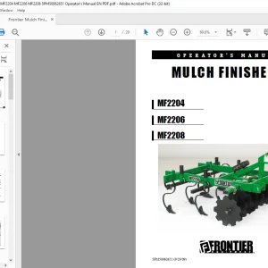 Frontier Mulch Finishers MF2204 MF2206 MF2208 Operator's Manual(5PM50062651) - PDF DOWNLOAD