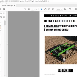 Frontier Offset Agricultural Disks DH5210-DH5212-DH5214-DH5216 DH5217-DH5219-DH5221 Operator's Manual(5KB255MAN)- PDF DOWNLOAD
