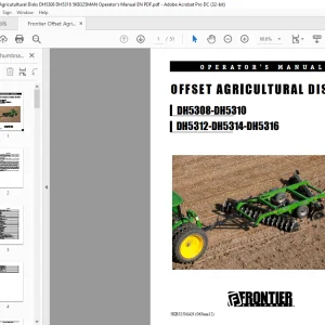 Frontier Offset Agricultural Disks DH5308 DH5316 Operator's Manual(5KB325MAN) - PDF DOWNLOAD