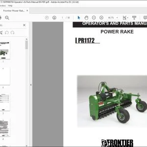 Frontier Power Rake PR1172 Operator's & Parts Manual - PDF DOWNLOAD