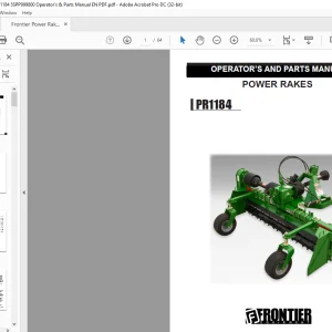 Frontier Power Rakes PR1184 Operator's & Parts Manual - PDF DOWNLOAD