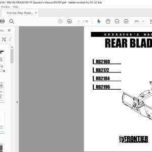 Frontier Rear Blades RB2160 RB2172 RB2184 RB2196 Operator's Manual(5TMC6010017K)  - PDF DOWNLOAD