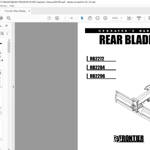 Frontier Rear Blades RB2272 RB2284 RB2296 Operator's Manual(5TMC8010017K) - PDF DOWNLOAD