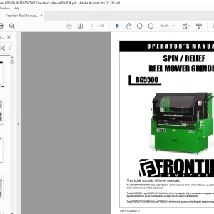 Frontier Reel Mower Grinder RG5500 Operator's Manual(5NTRG5507903) - PDF DOWNLOAD