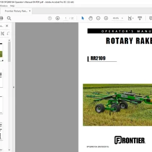 Frontier Rotary Rake RR2109 Operator's Manual(5PQ990104) - PDF DOWNLOAD