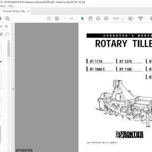 Frontier Rotary Tillers RT 1170 RT 1270 RT 1280 RT 1080 E RT 1180 RT 1207 OPERATOR'S MANUAL(F07010182) - PDF DOWNLOAD