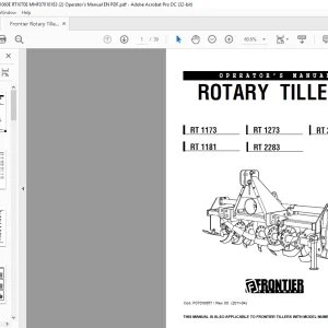 Frontier Rotary Tillers RT 1173 RT 1273 RT 2293 RT 1181 RT 2283 Operator's Manual(F07010857) - PDF DOWNLOAD