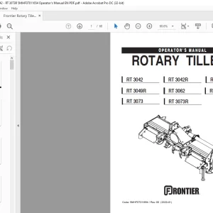 Frontier Rotary Tillers RT 3042 RT 3042R RT 3049 RT 3049R RT 3062 RT 3062R RT 3073 RT 3073R Operator's Manual(5MHF07011654) - PDF DOWNLOAD
