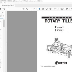 Frontier Rotary Tillers RT1060E RT1070E Operator's Manual(MHF07010183) - PDF DOWNLOAD