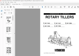 Frontier Rotary Tillers RT1142 RT 1157 RT 1265 RT 1149 RT 1165 Operator's Manual(MHF07010181) - PDF DOWNLOAD
